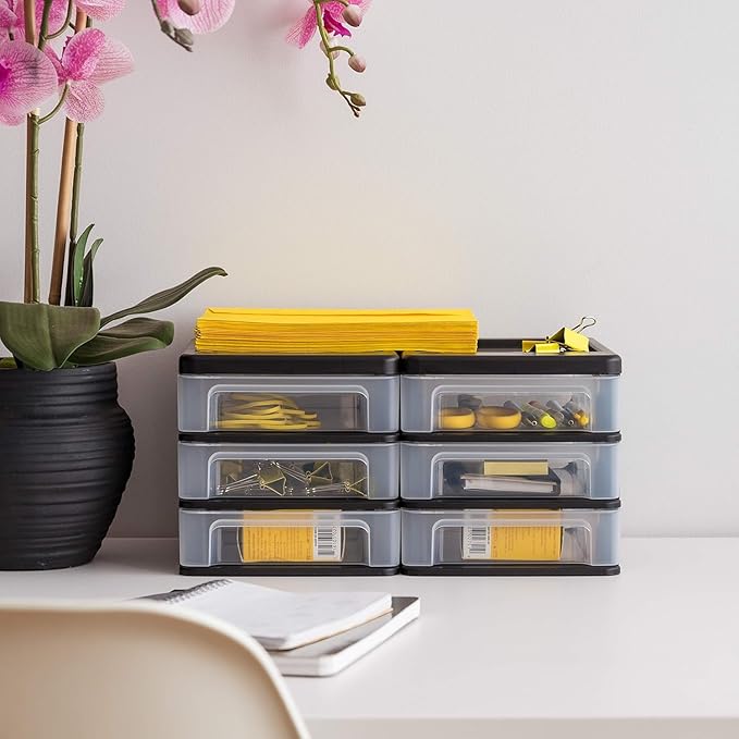 IRIS USA Plastic Stacking Desk Top 3-Drawer Storage Organizer, - Image 7