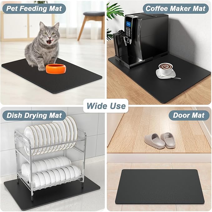 Rnivvi Coffee Mat, Hide Stain Rubber Backed Absorbent Dish Drying Pad - Image 7
