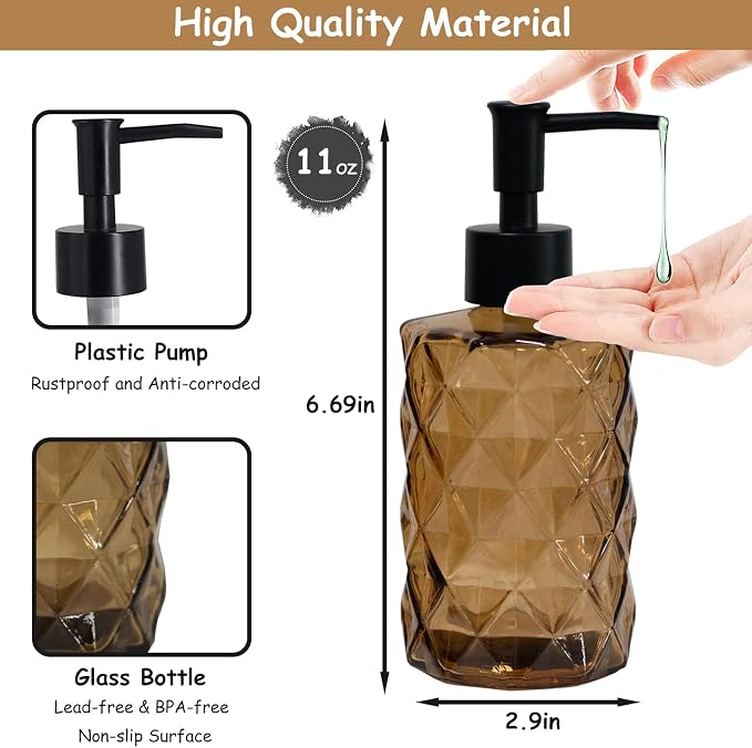 Brown Glass Soap Dispenser - Image 2
