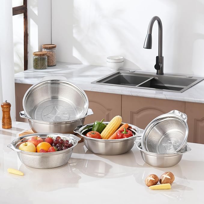 Stainless Steel Colander for Kitchen 2-Quart, Strainer Microporous - Image 9