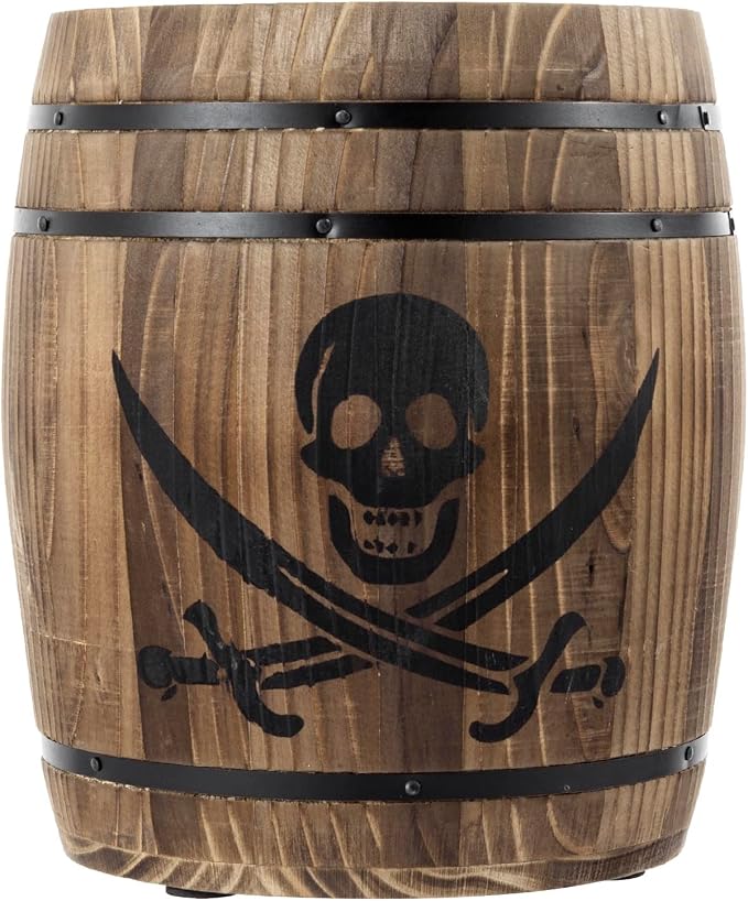 MyGift Rustic Burnt Wood Pirates Rum Cask Style Kitchen Utensil Crock, Vintage - Image 5