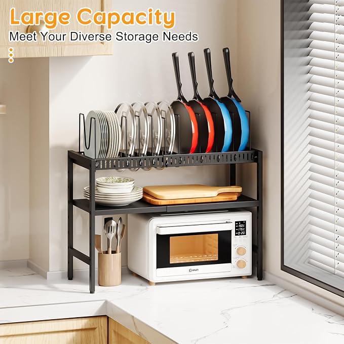 2-Tier Pots and Pans Organizer Under Cabinet, Expandable Pots Lid Organizers - Image 4