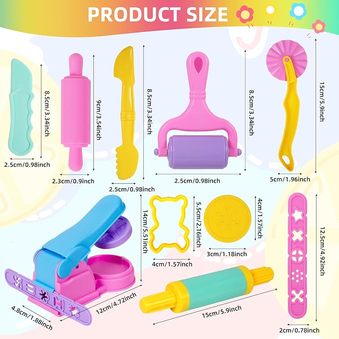 Dough Tools Set for Kids – 22 PCS Macaron Color Dough Play Tools - Image 2