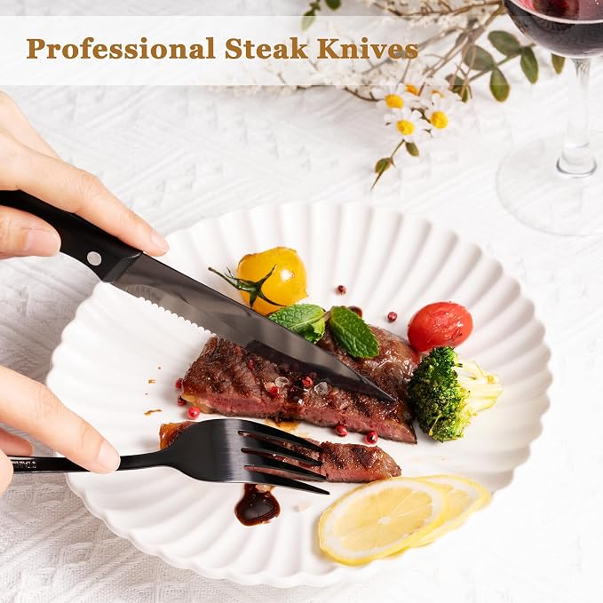 Astercook Silverware Set 48-Piece Black Flatware Set - Image 5