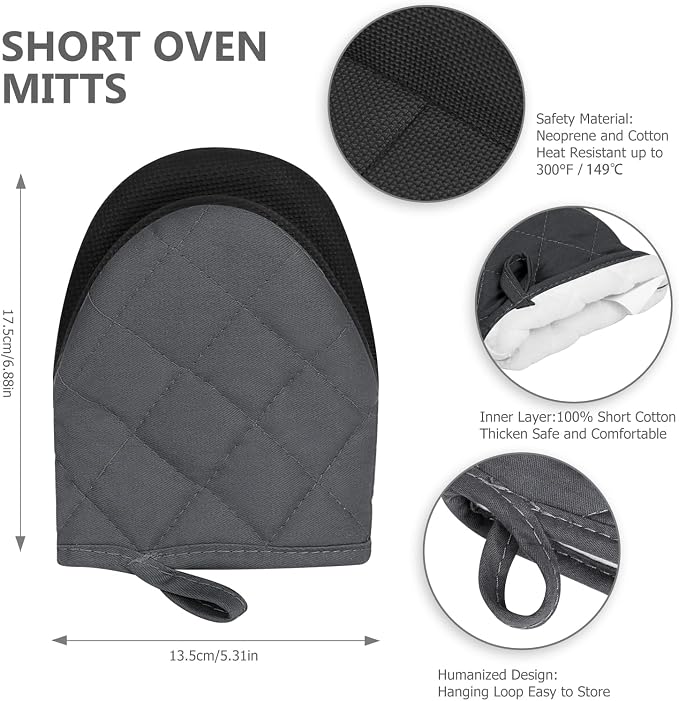 1 Pair Short Oven Mitts - Image 2