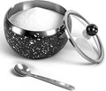 holoith Sugar Container with Glass Lid and Spoon, 16oz Snowflake pattern by Holoith