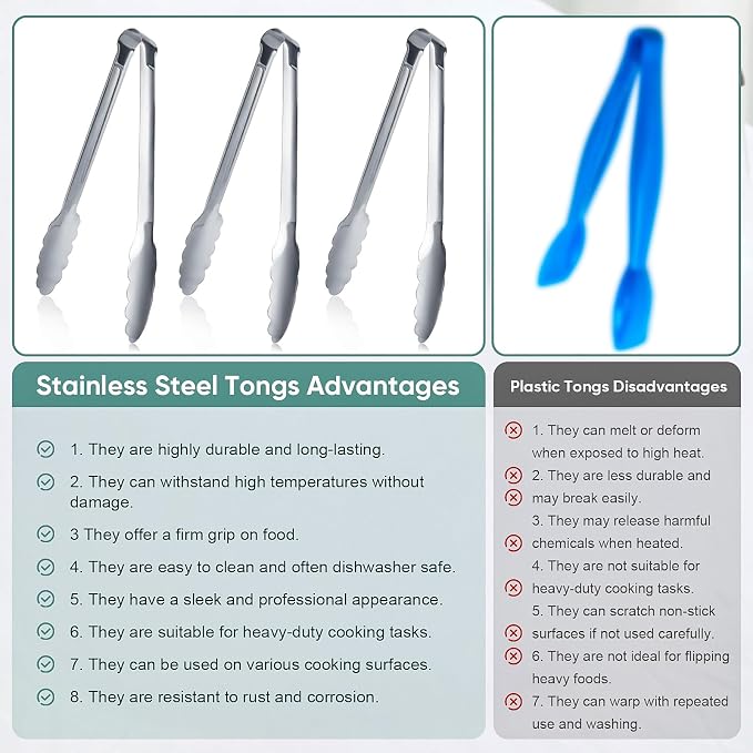 12 Pieces Buffet Tongs 7'' Serving Tongs Heavy Duty Stainless steel Kitchen and - Image 4