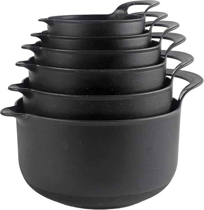 COOK WITH COLOR Nesting Plastic Mixing Bowl Set with Pour Spouts and Handles by CookwithColor