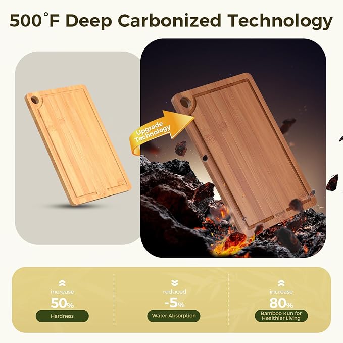 Bamboo Cutting Board for Kitchen – 3-Piece Wooden Boards - Image 3