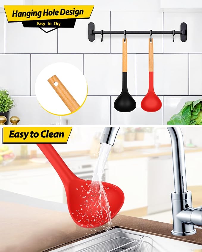 Pack of 2 Soup Ladle, Silicone Ladle Spoon - Image 6