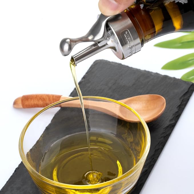 500ml Green Olive Oil Dispenser Bottle, 17oz Glass Oil and Vinegar Cruet - Image 5