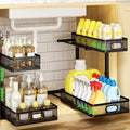 Under Sink Organizer 2-Pack, Metal 2-Tier Pull-Out Cabinet Shelf by AURIKAR