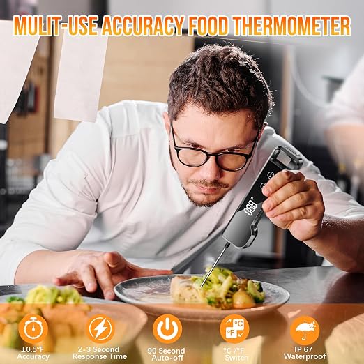 Digital Meat Thermometer with ±0.5℉ Precision, Fast Reading Waterproof Food - Image 6