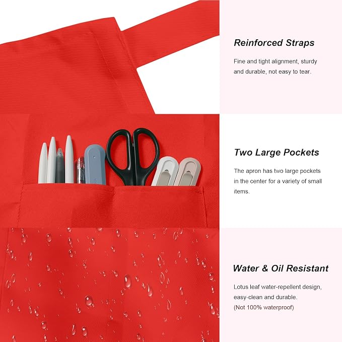 15 Pcs Adult Aprons Bulk with Pockets Adjustable Bib Chef Apron - Image 2