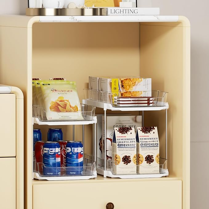 Delamu 3 Pack 2-Tier Bathroom Under Sink Organizers and Storage, Pull Out Clear - Image 4