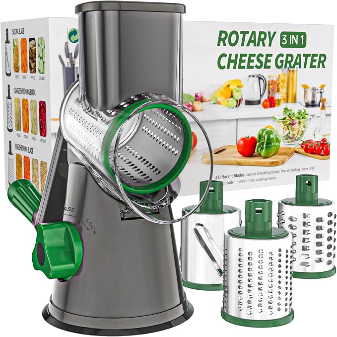 Cambom Rotary Cheese Grater Hand Crank Cheese Shredder by Cambom