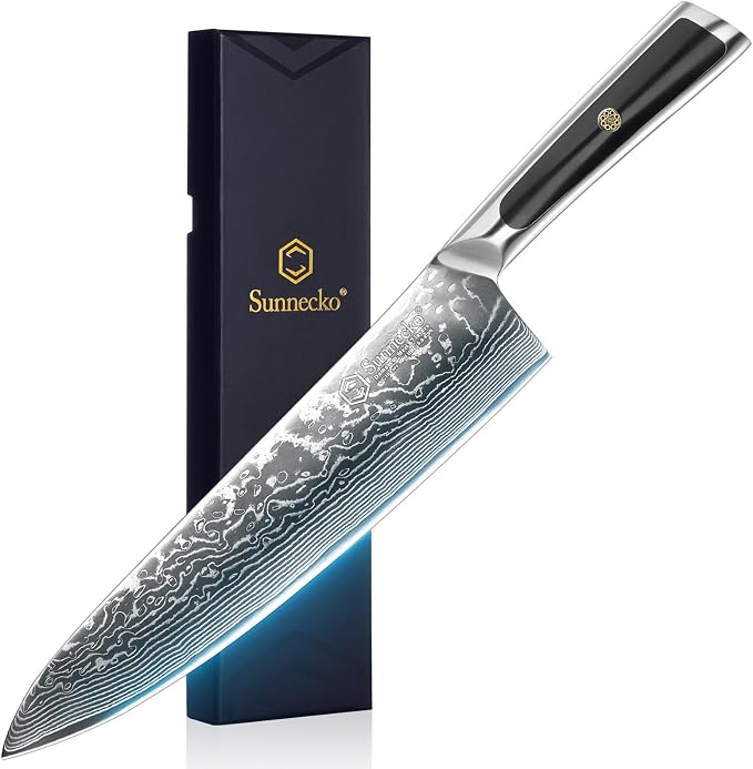 Sunnecko 8 Inch Japanese Damascus Chef Knife by Sunnecko