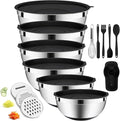 20-Piece Mixing Bowls Set with Airtight Lids – 6 Stainless Steel Kitchen Bowls by ENVTEK