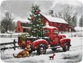 Red Truck Christmas Dish Drying Mat for Kitchen Counter 18x24 Inch