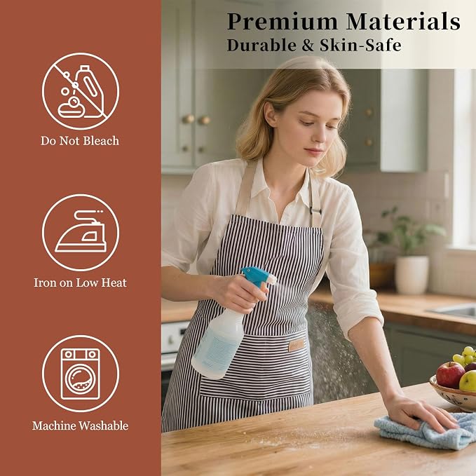 2 Pack Cooking Aprons Adjustable Bib Apron - Image 5