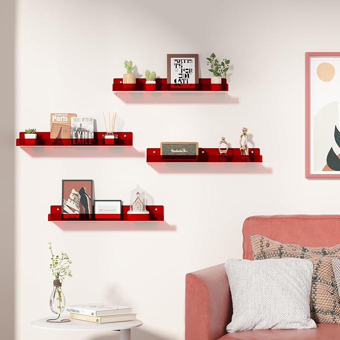 upsimples Acrylic Shelves for Wall Decor, Living Room, Floating Bookshelves for - Image 2