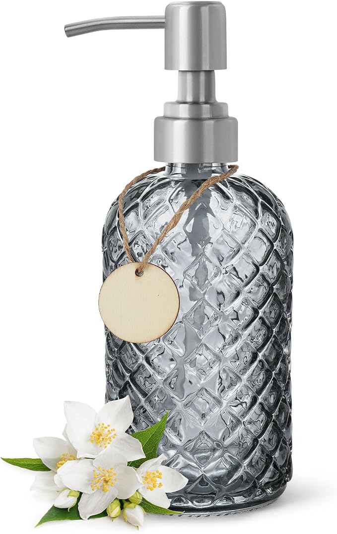Gem-Patterned Glass Soap Dispenser by HomeandKitchenNO1