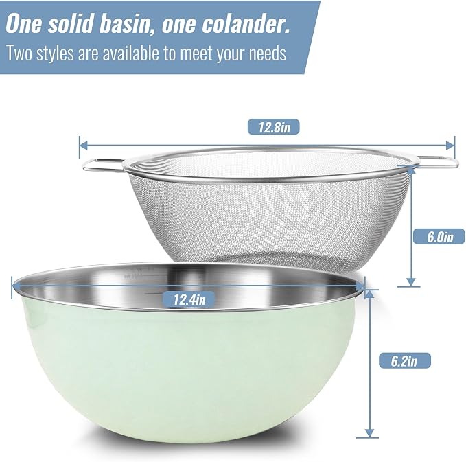 304 Stainless Steel Kitchen Colander Set, 3.5QT Colander - Image 8