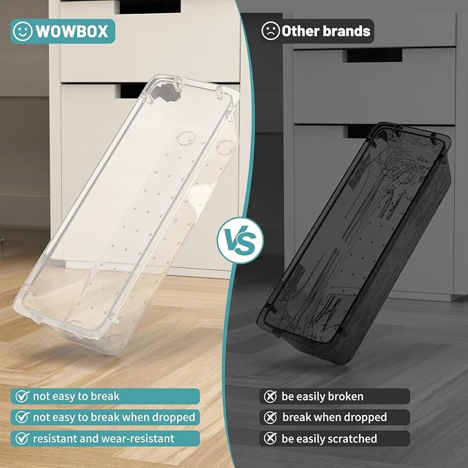 WOWBOX 16 PCS Clear Plastic Drawer Organizer Set, 4 Sizes Desk Drawer - Image 4