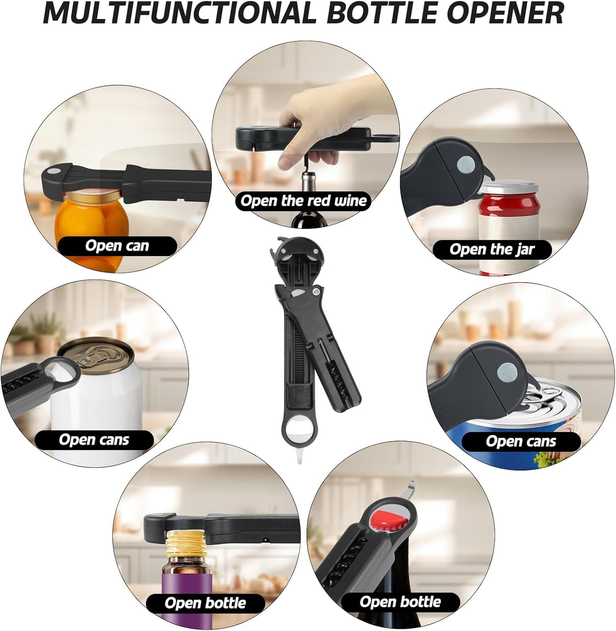 Jar Opener for Seniors with Arthritis, 7 in 1 Bottle Opener and Wine