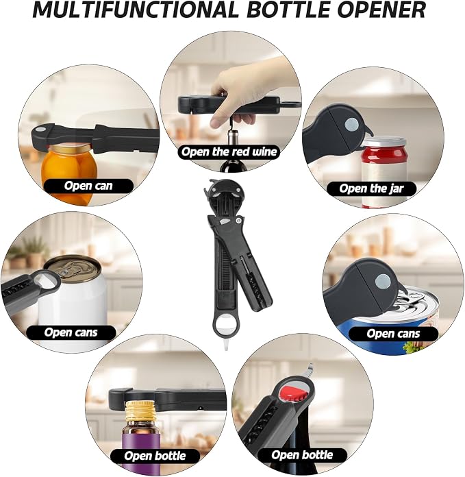 7 in 1 Jar Opener Bottle Opener and Wine Opener - Image 2