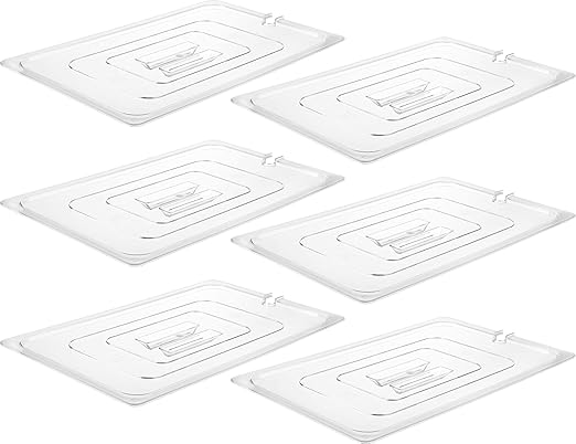 CURTA 6 Pack NSF Notched Food Pan Cover, Full Size Clear Polycarbonate Lid by CURTA