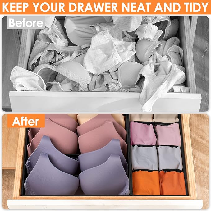 12 Pack Drawer Organizers, 116 Compartments Fabric Foldable Dresser Drawer - Image 6