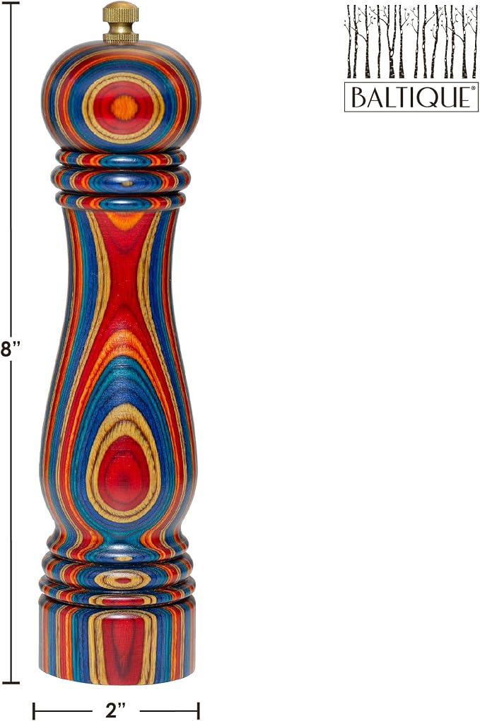 Baltique Montego Bay Pepper Grinder – 8 Inch Colorful Wooden Pepper Mill - Image 9