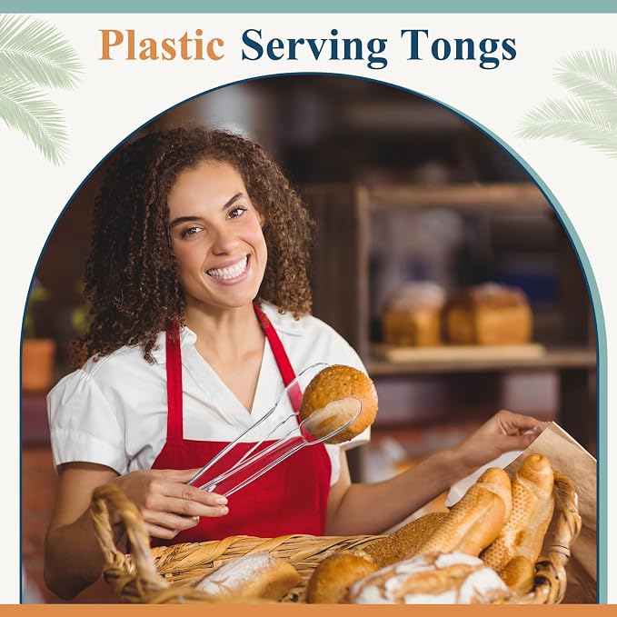 Tessco for you 50 Pcs Plastic Tongs for Serving Bulk, 9 Inch Plastic Disposable - Image 7