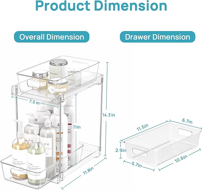 Vtopmart 4 Pack Higher Bathroom Organizer, 2 Tier White Under Sink Organizers - Image 3