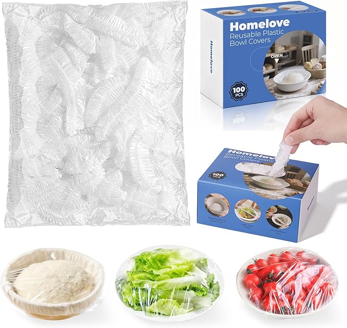 Homelove 100pcs Plastic Bowl Covers Food Cover Dish Covers, Reusable Elastic by Homelove