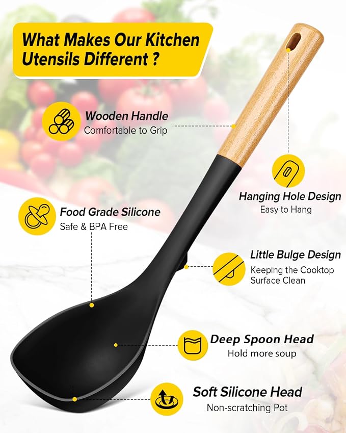 Silicone Soup Ladle and Spaghetti Spoon Set - Image 2