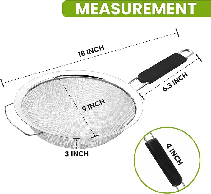 9" Large Fine Mesh Strainer - Image 6