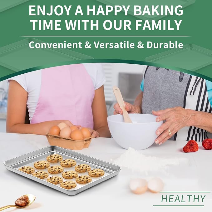 Baking Sheets Set of 2, HKJ Chef Cookie Sheets 2 Pieces & Stainless Steel - Image 7