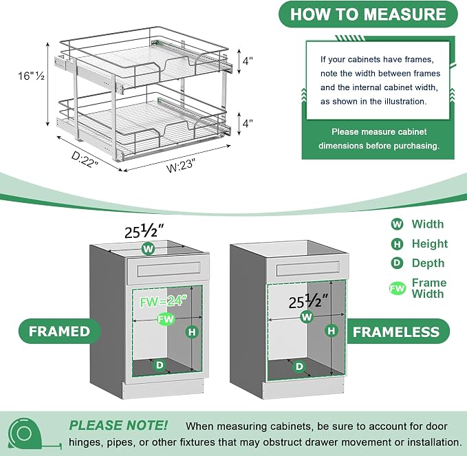 2-Tier Pull Out Cabinet Organizer, Soft Close Cabinet Slide Out Shelves - Image 3