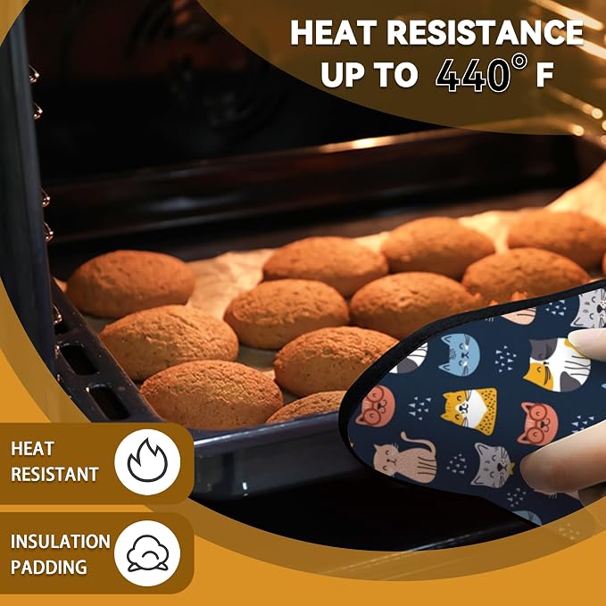Cute Cat Pot Holder Set of 2, Heat Resistant Potholders Oven Hot Pads - Image 7
