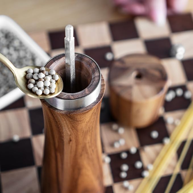 Pepper Grinder, Wood Salt and Pepper Grinder Mills Sets, Acacia Wood Manual - Image 5
