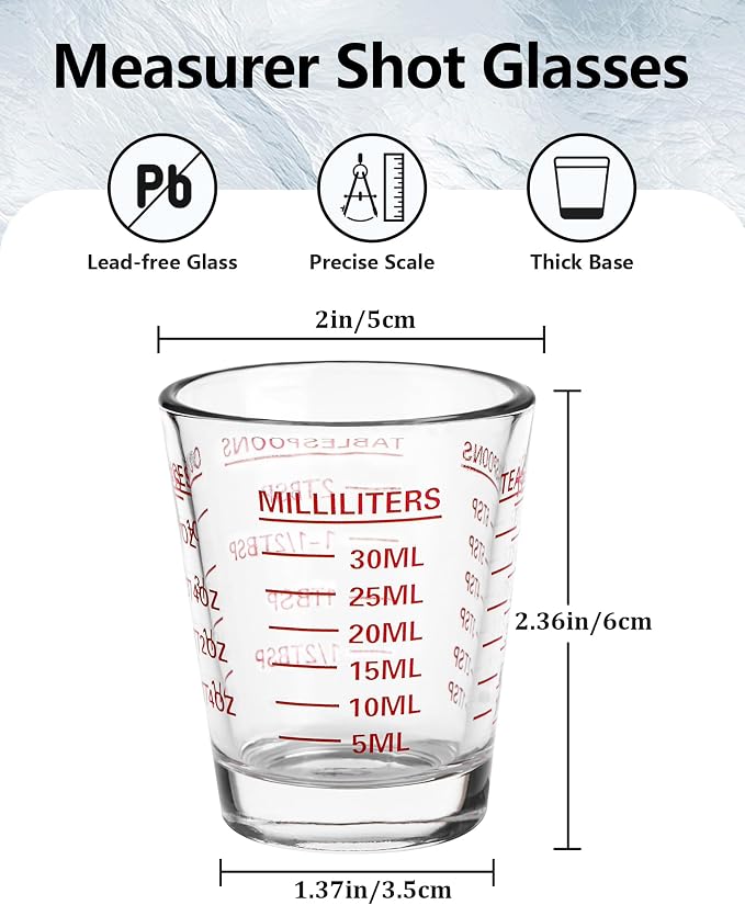 SAIAOKJ Shot Glasses Measuring Cup Set 2PACK Espresso Shot Glasses Liquid Heavy - Image 2