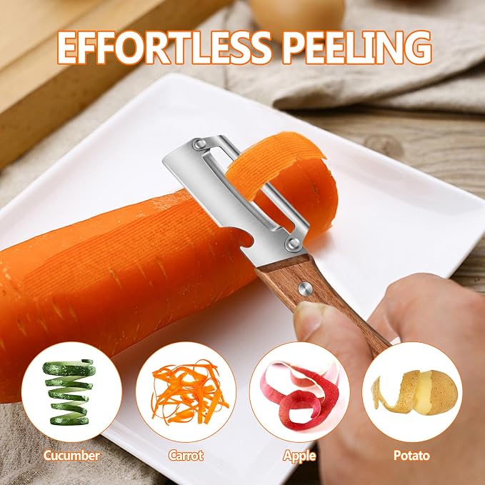 Zero Snag Wooden Peeler, Premium Vegetable Peeler - Image 2