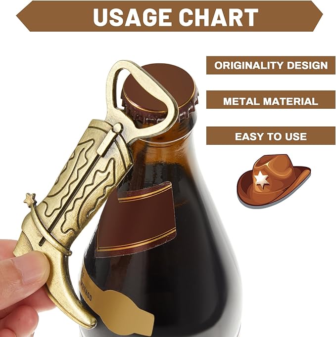 Hortsun 36 Sets Cowboy Boot Bottle Openers Baby Shower Bottle Opener Favors - Image 4