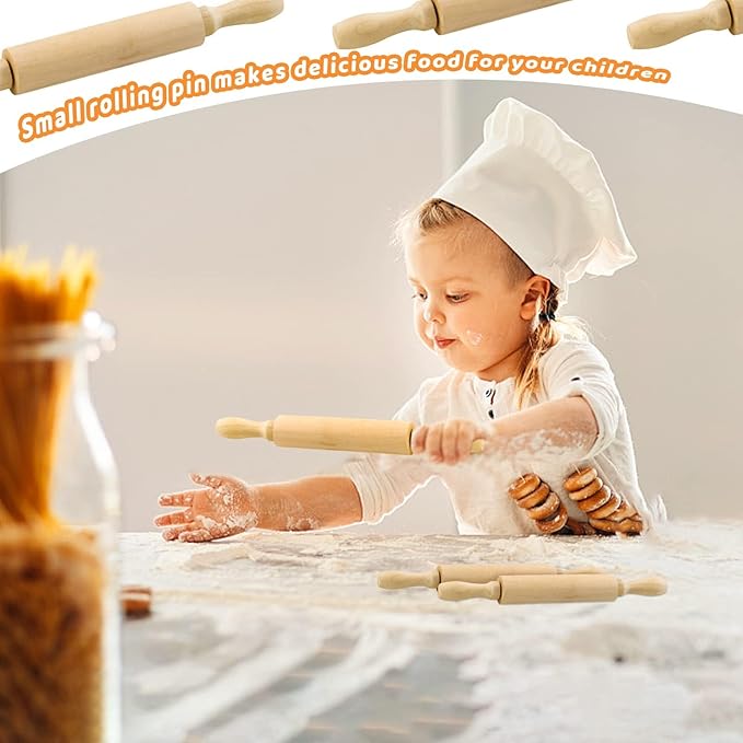 BILLIOTEAM 6 Pack 8 Inch Mini Wood Rolling Pin, Small Wooden Rollers - Image 4