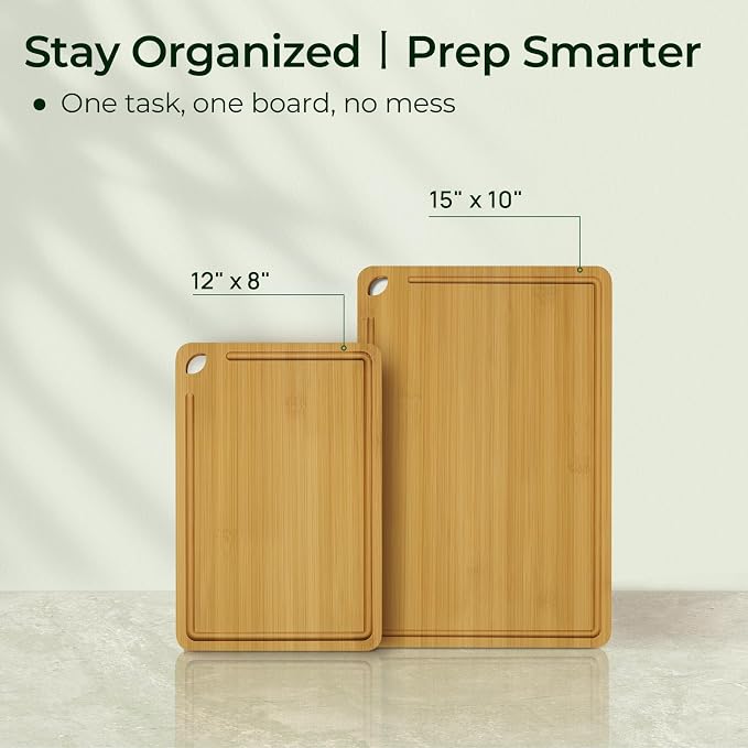 Keechee Chopping Board 2-Pcs Natural Bamboo Cutting Board - Image 4