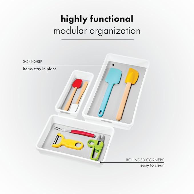 madesmart 3 Bin Drawer Organizer Set, Office & Bathroom, Organizer - Image 4