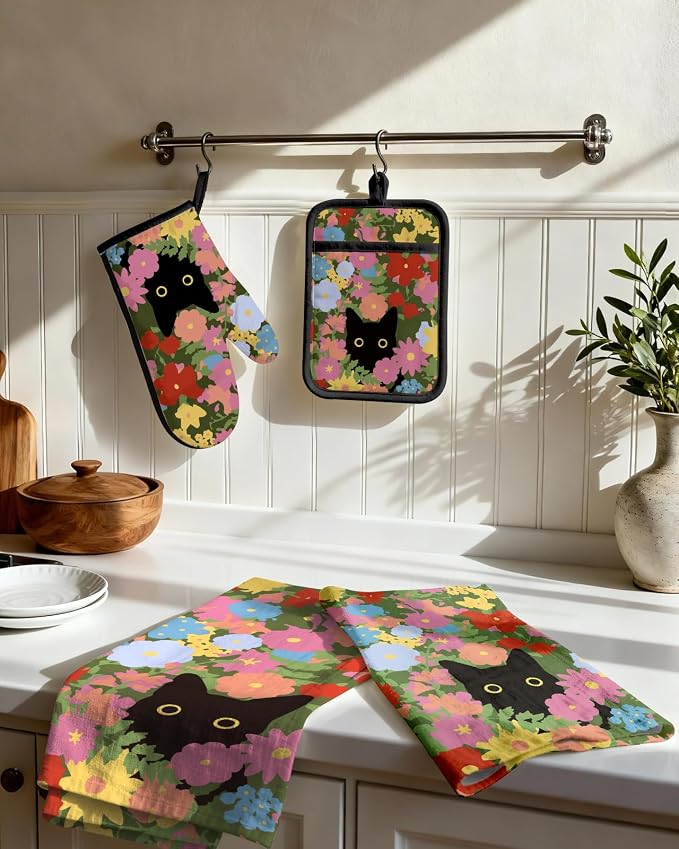 Miss Adola 270 GSM Cotton Kitchen Towels, Oven Mitt and Pot Holder - Image 2