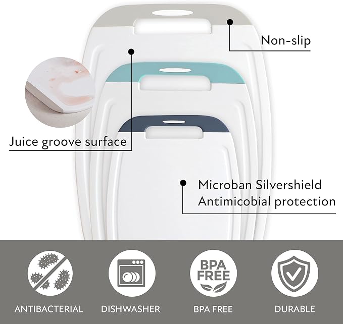 Neoflam Microban Protection Cutting Board 3 Piece Set, Stain & Odor/BPA Free - Image 5